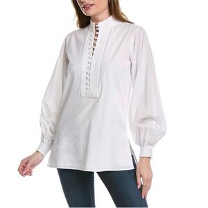 Trina Turk Bianca Blouse Tunic White Size Large